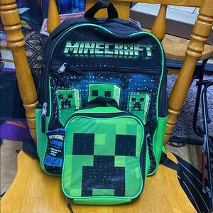 Minecraft Green Backpack and Lunchbox Set